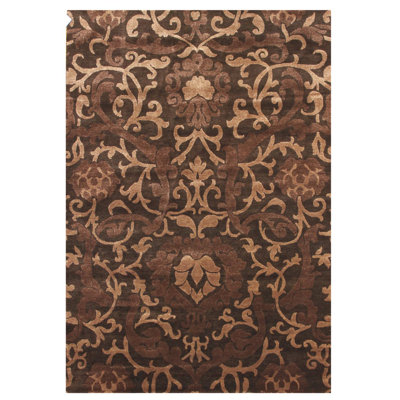 Pageantry Damask Area Rug in Brown
