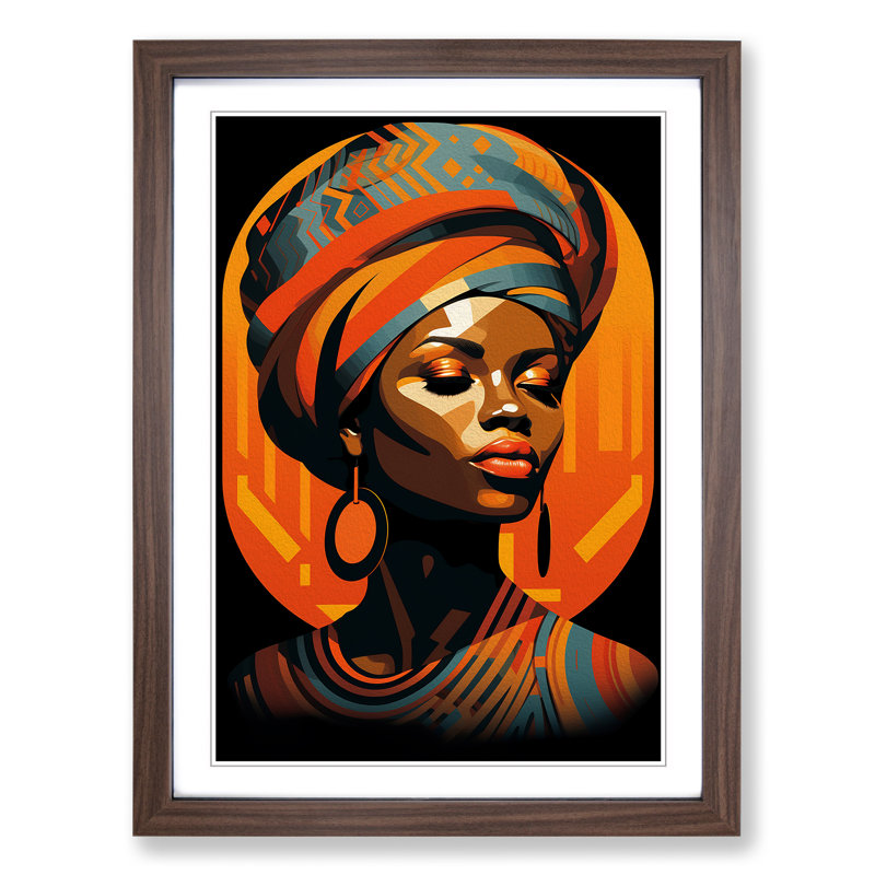 African Woman Op - Framed Print, Walnut Framed, 46cm H x 34cm W x 2cm D