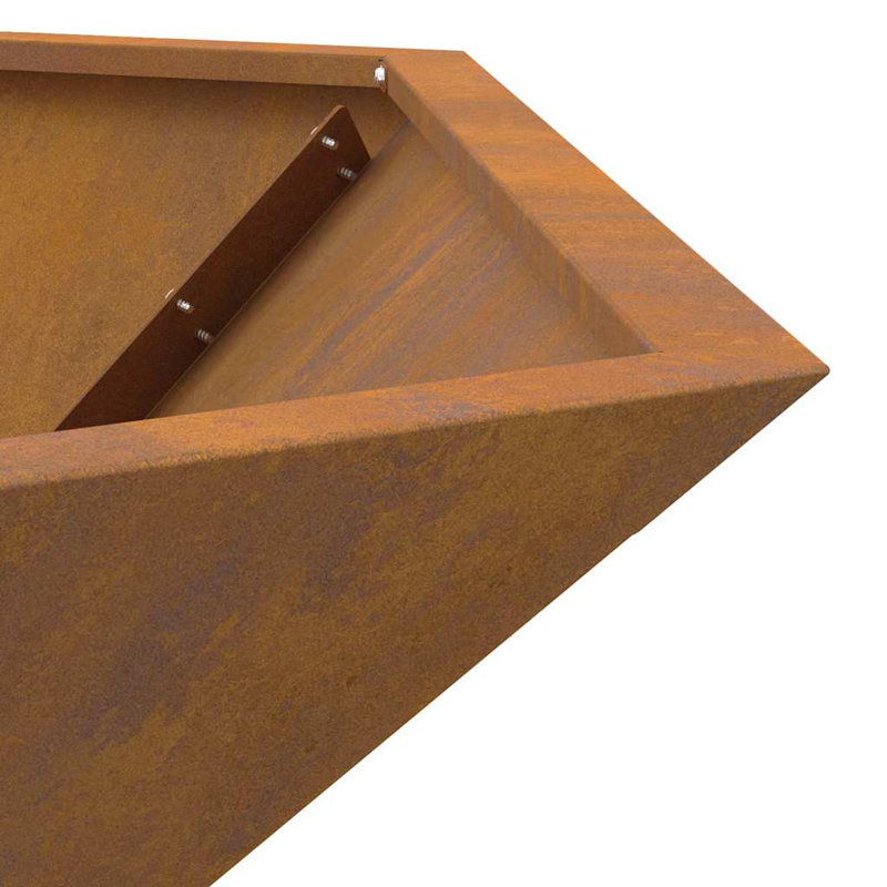 Modern Fire Pit, 28cm H x 100cm W x 100cm D, Brown
