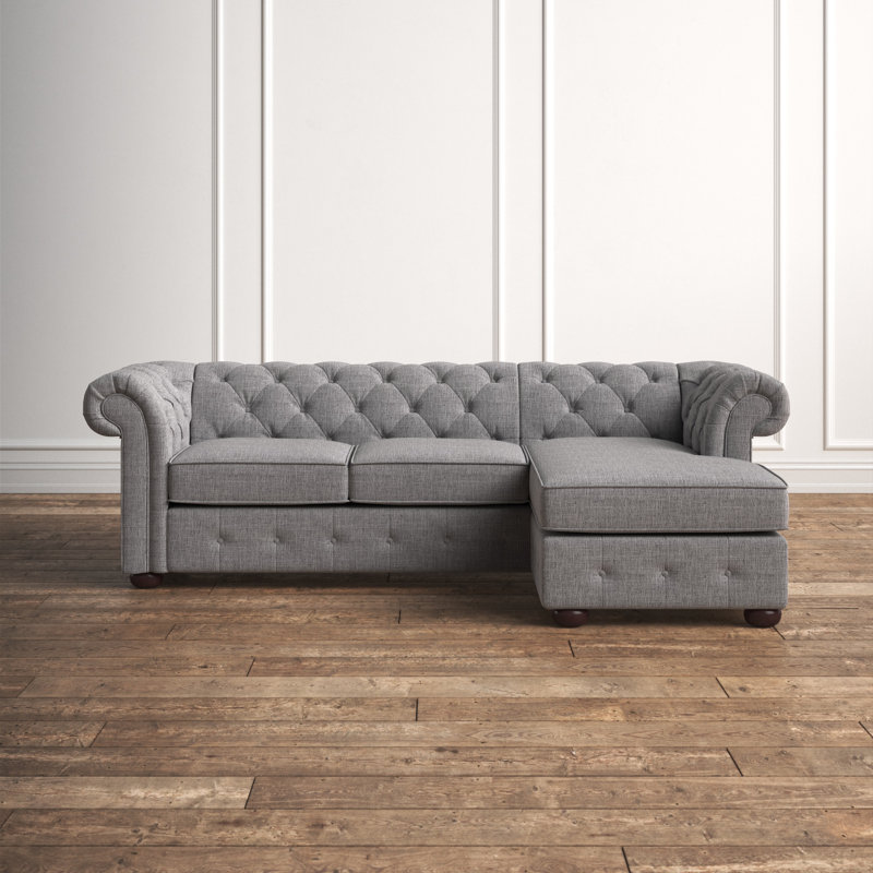 Huskins Upholstered L-Shaped Sectional Right Hand Facing, Grey Linen