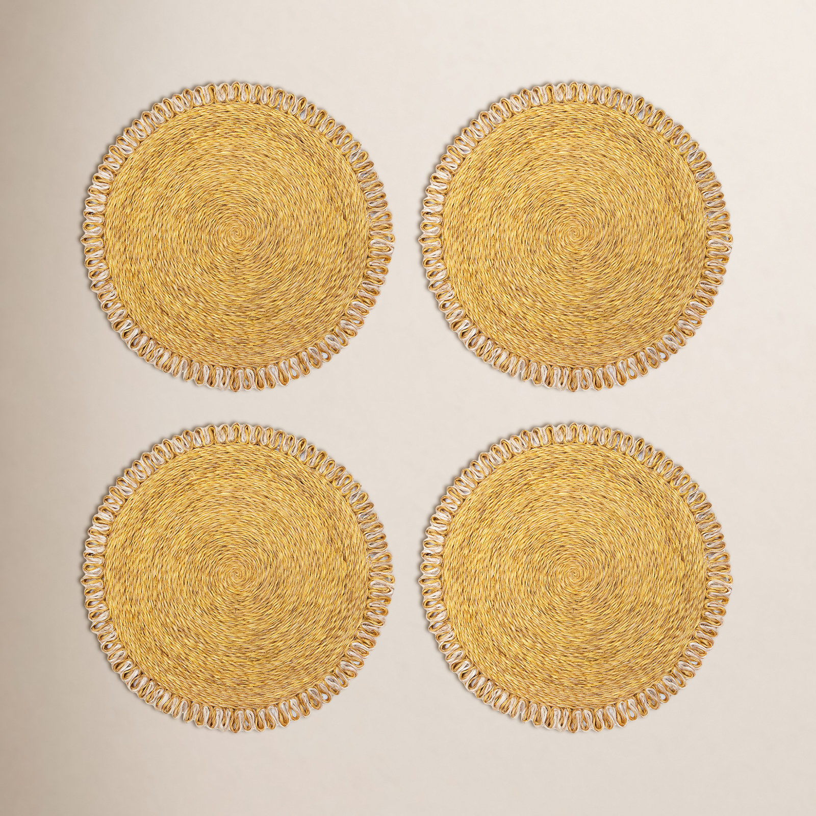 Amaretto Abaca Placemat, Mustard/Natural