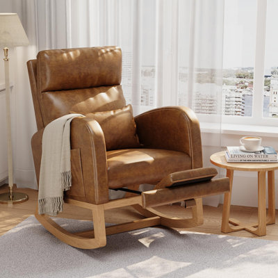 Chaise berçante douce avec fauteuil d'appoint et poches latérales confortables