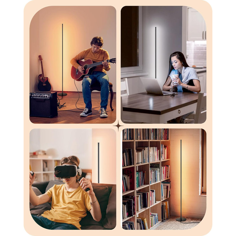 Lampe sur pied à DEL avec télécommande, lampe sur pied à intensité variable pour le salon, la chambre à coucher, le bureau personnel, réglable en température de 7 couleurs, conception minimaliste