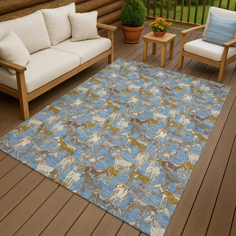 Tapis intérieur / extérieur lavable à la machine Chantille ACN2520, Denim, Rectangle 10 pi x 14 pi