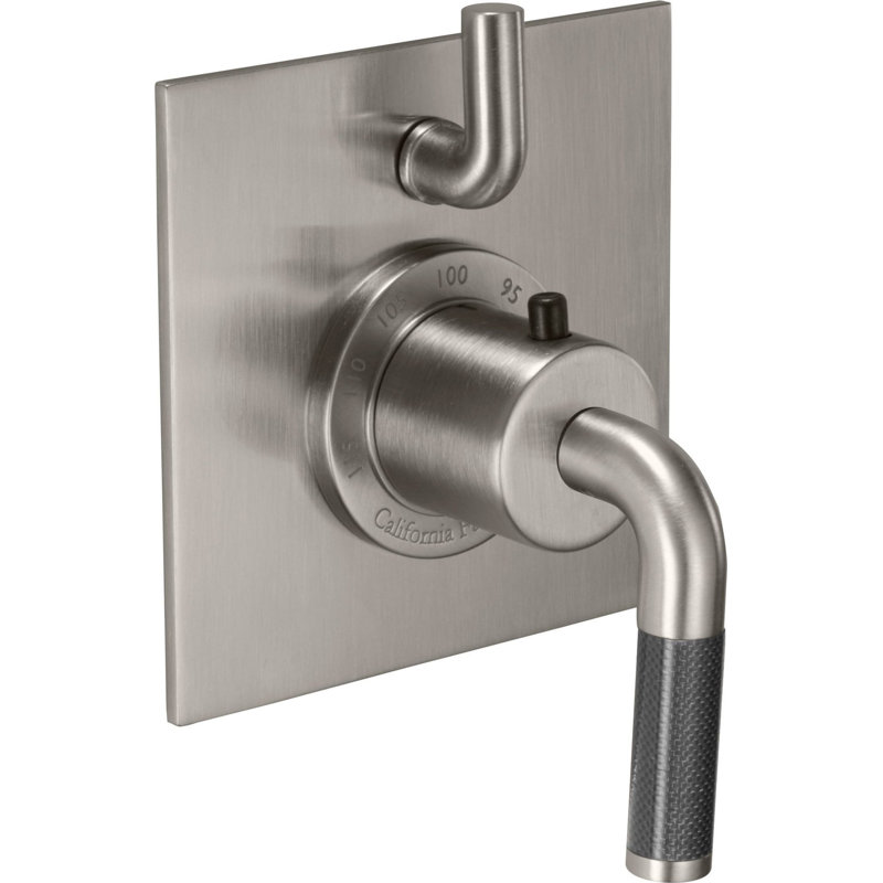 Descanso StyleTherm® 1/2" Trim Only with Single Volume Control - Carbon Fiber Lever Handle, Lifetime Satin Gold