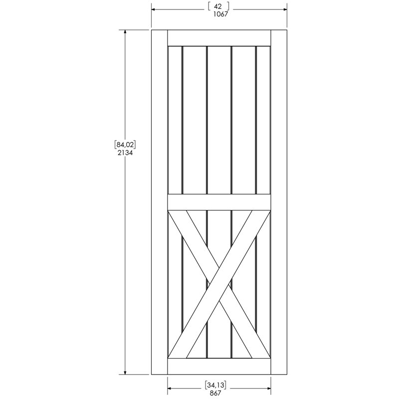 84'' Solid Wood Paneled Unfinished without Installation Hardware Kit Barn Door, 42" x 84"
