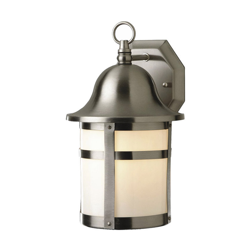 Lanterne murale d'extérieur en verre givré Jovani, H 12,5 po x l 7 po x P 7,75 po, Nickel brossé