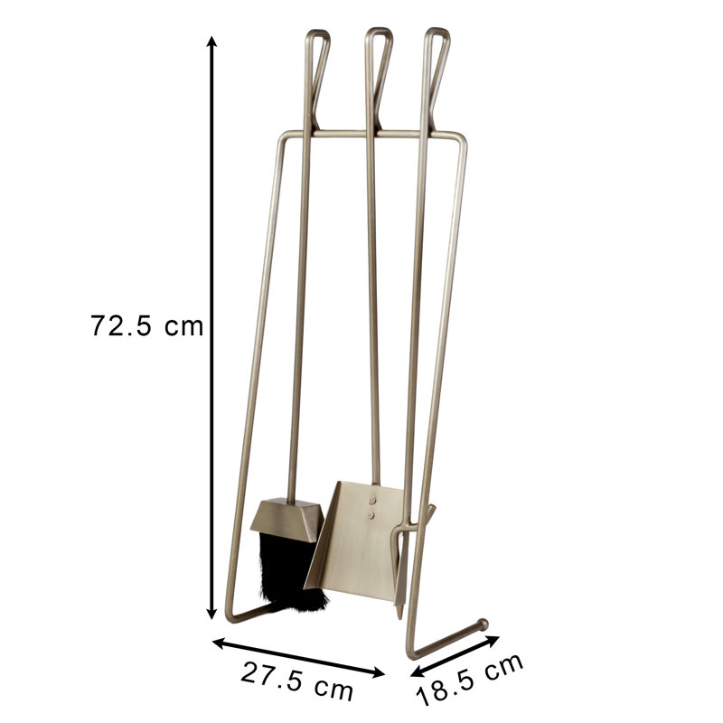 Alcia Iron Fireplace Tool Set, Pewter Antique