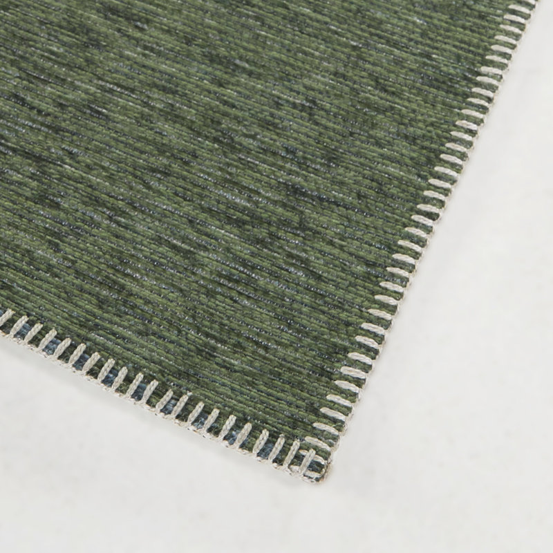 Tapis tissé à la machine rectangulaire en chenille bleu / gris / vert, Rectangle 7 pi 10 po x 10 pi