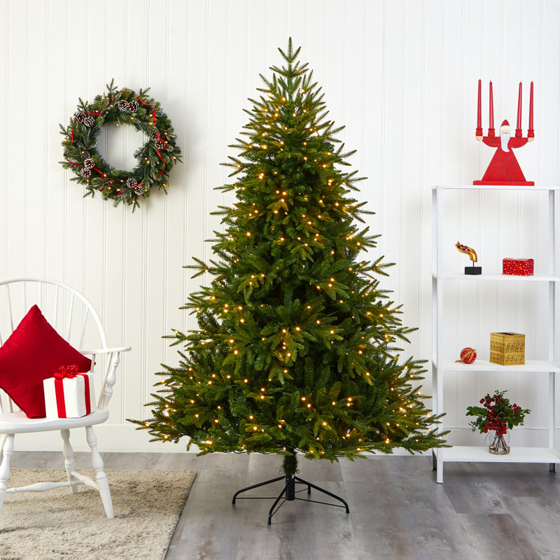 Green Lighted Artificial Christmas Tree, 6' H