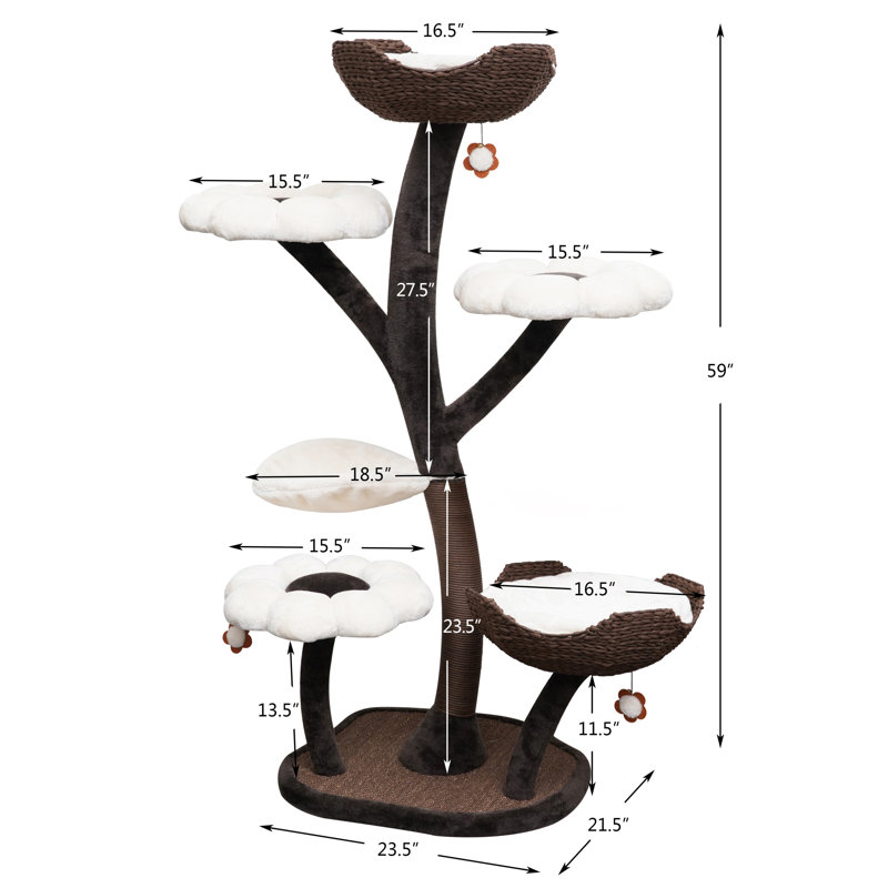 Catry 59" Floral Cat Tree with Scratching Post