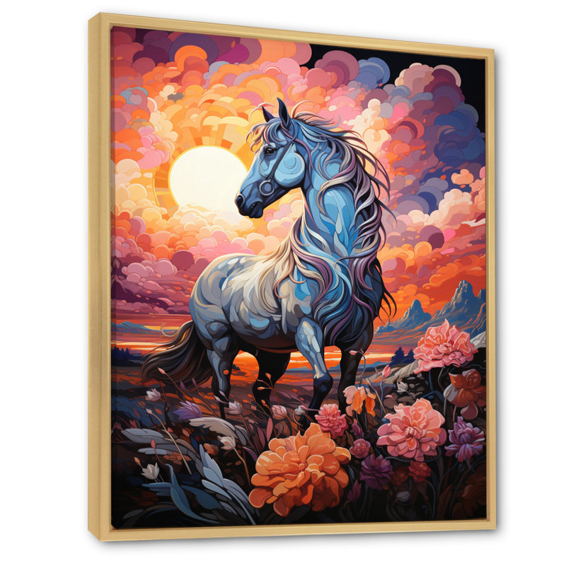 Carrousel de rêve de Yichiro - reproduction sur toile, H 44 po x l 34 po x P 1,5 po, Cadre naturel flottant