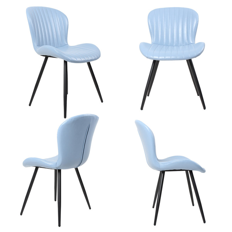 Chaises de salle à manger en cuir, Bleu