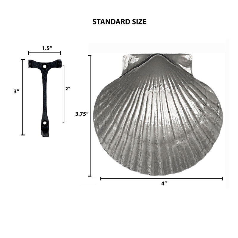 Scallop Door Knocker, Nickel Silver, 4.5" x 4.5" x 1.5"