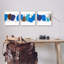 «Modern Modern Oblong Blue Shapes Geometric Abstract Scribble» par Ruth Fromstein - ensemble de 3 impressions sur toile-75889514-75889516