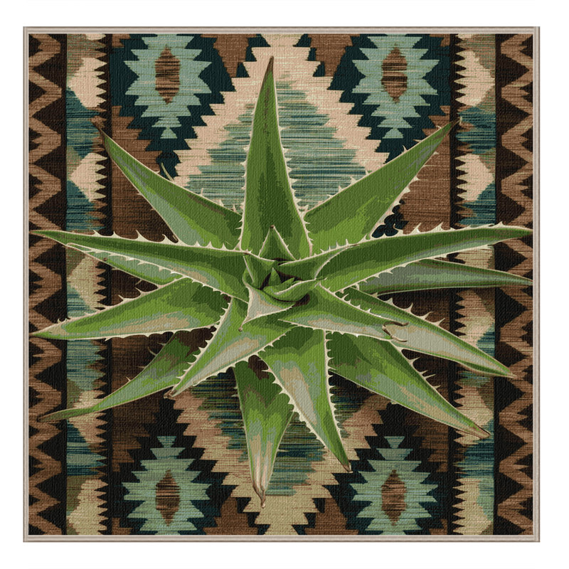  Washable Aloe Vera Southwestern Area Rug, Carré 3 pi
