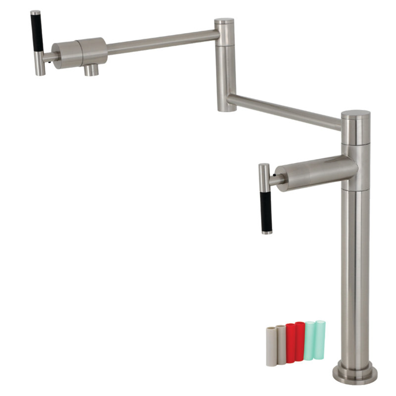 Kingston Brass Kaiser Two-Handle 1-Hole Deck Mount Pot Filler Faucet, Brushed Brass