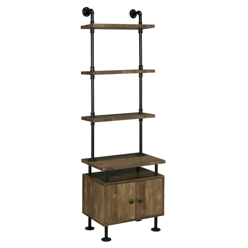 Jetée latérale en chêne rustique et noir Vespucci avec tablette et armoire
