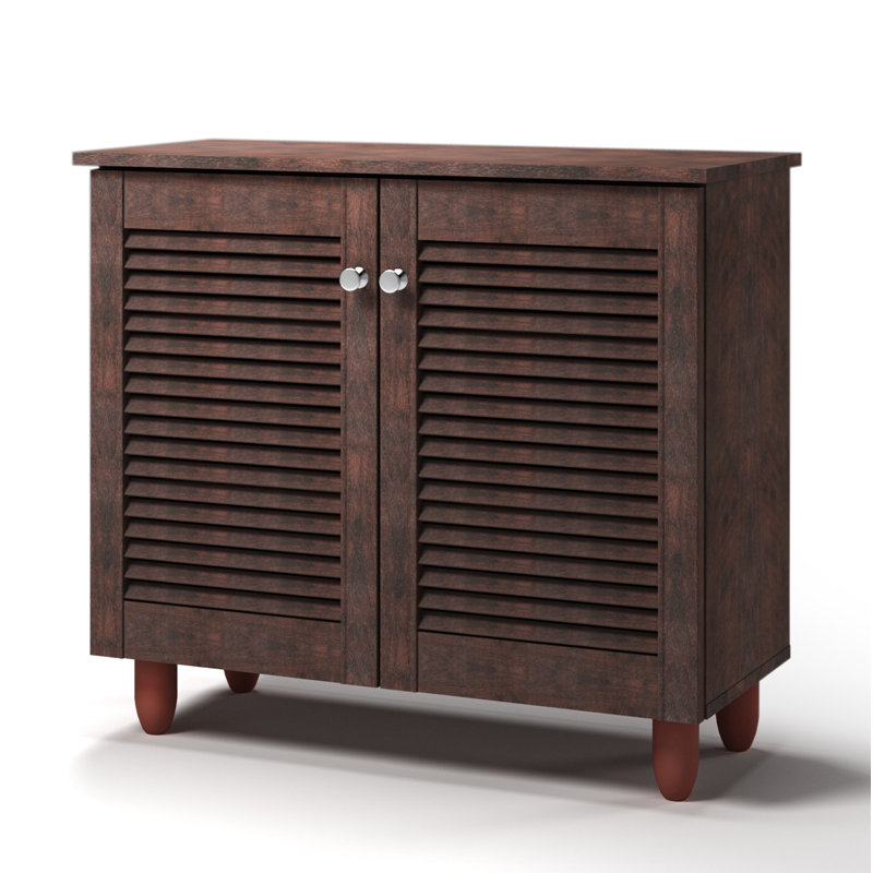Morgan 9 Pair Shoe Storage Cabinet, Dark Oak