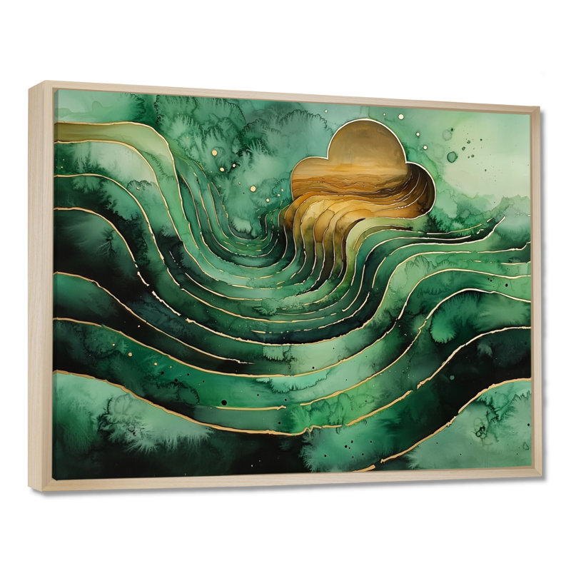 Wessels Emerald, H 30 po x l 40 po, Impression encadrée flottante, Crème, crème