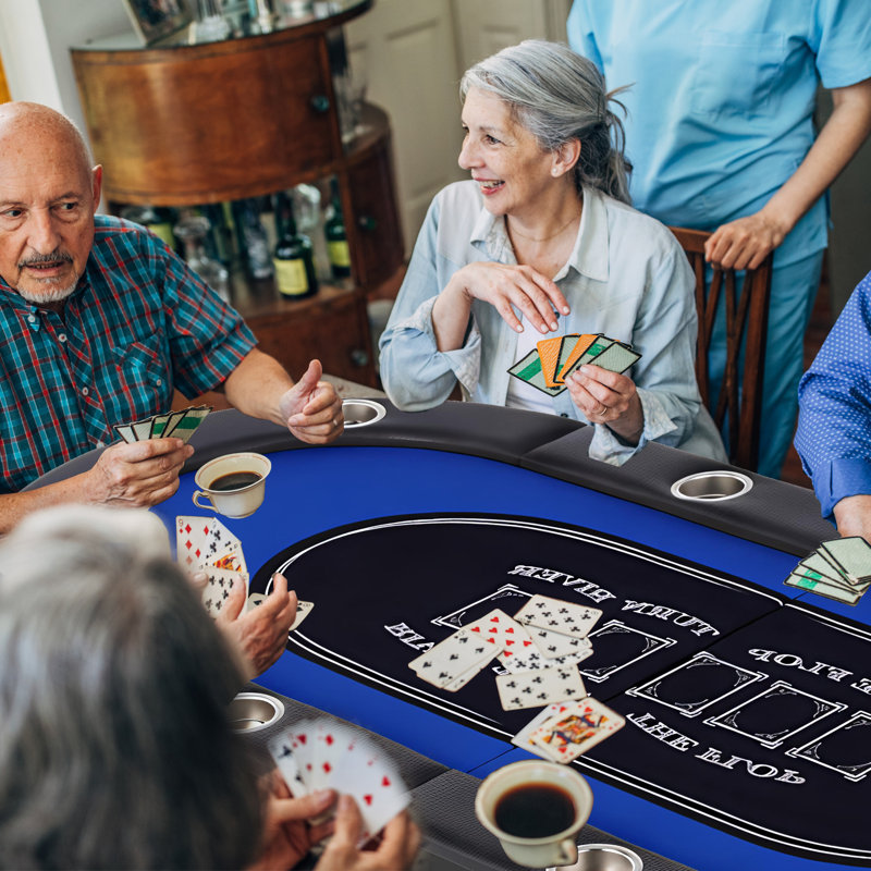 Table de poker pliable pour 8 joueurs avec rails rembourrés et porte-gobelets