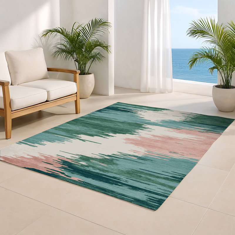 Tapis intérieur et extérieur beige Watercolor, Rectangle 5 pi x 7 pi