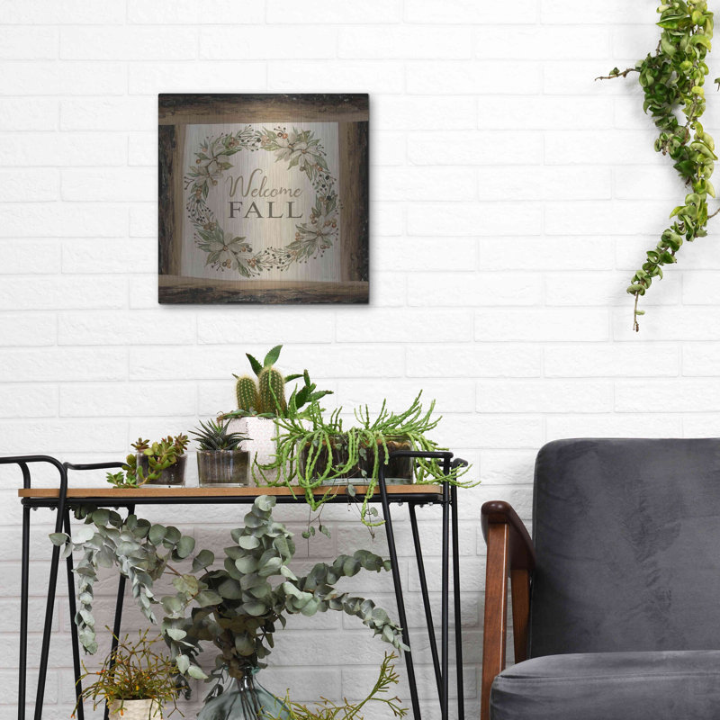 «Welcome Fall Wreath» par Cindy Jacobs, art mural en métal, H 12 po x l 12 po