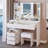 41" Large Size Left Drawer Desktop Vanity Table+Cushioned Stool, Extra Large Touch Control LED Mirror-114233137