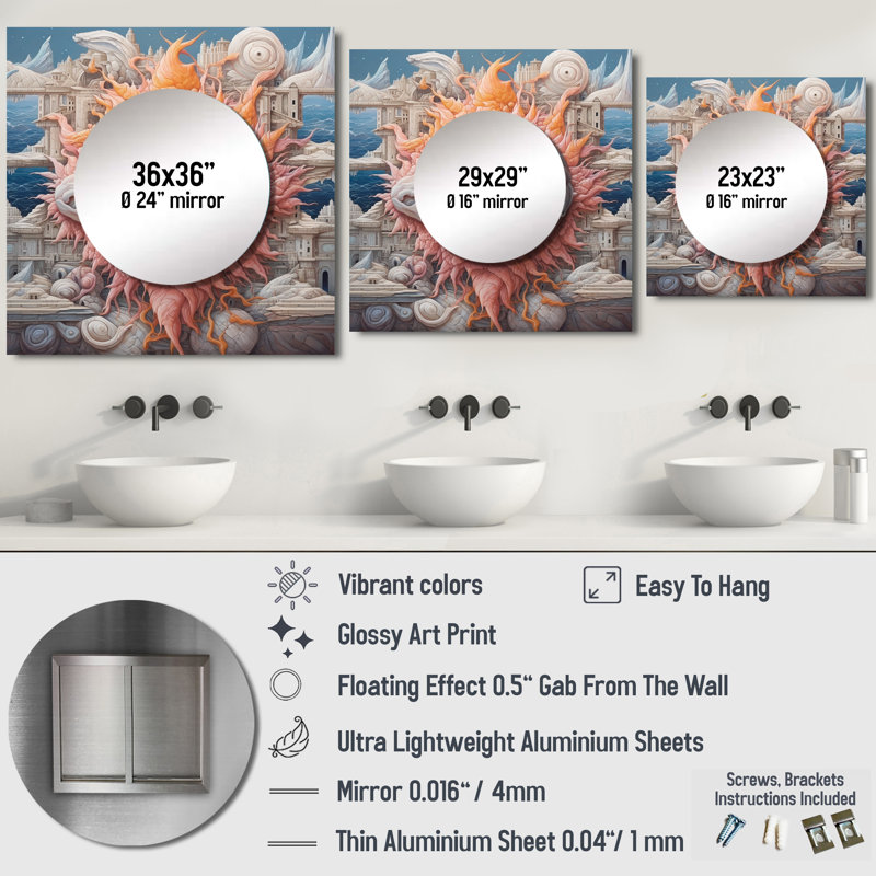 Visions Of Eye Of Consciousness Surrealism III - Modern Large Square Mirror Wall Decor For Bedroom, 23" x 23"