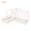 Lit double en bois massif avec structure en L en bois massif avec clôture et structure à lattes, blanc-1446495500