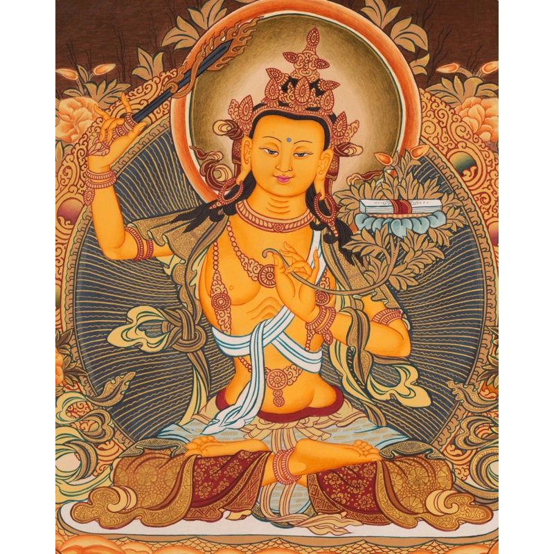 Déesse Manjushree Thangka (Brocadeless Thangka)