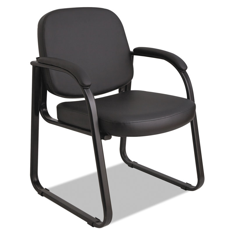 Black Fabric and Metal Sled Base Guest Chair
