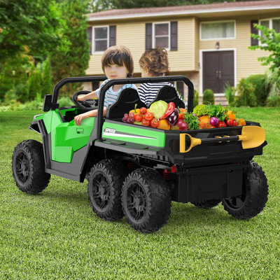 24V 4WD 6-Wheel Kids Electric Dump Truck, 2-Seater, 4×200W Motors, Remote Control, LED Lights, Music, Dump Bed