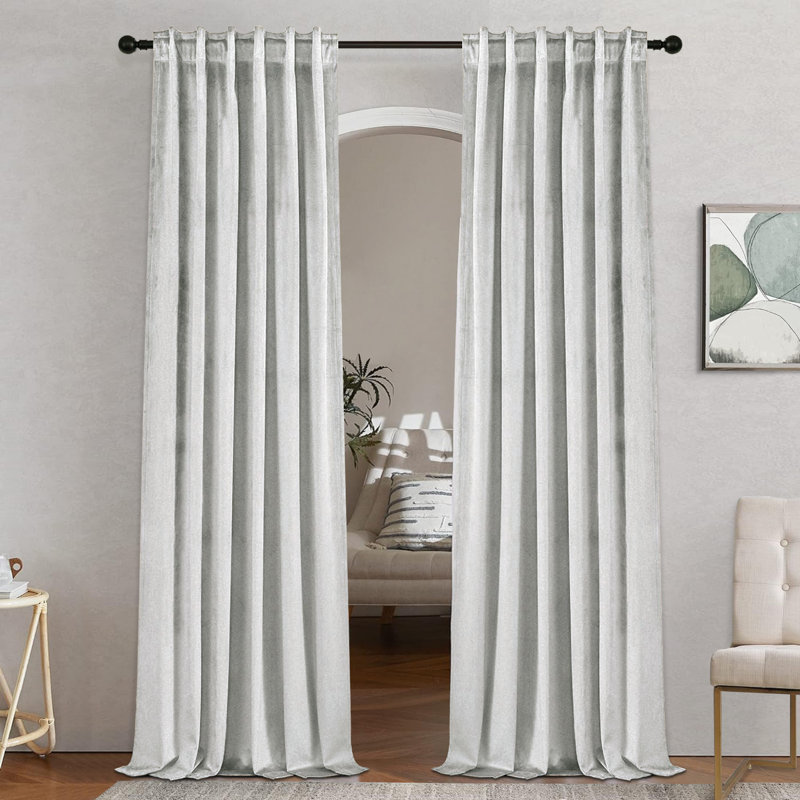 Thermal Blackout Curtain Panels, 52" W x 96" L, Gray White