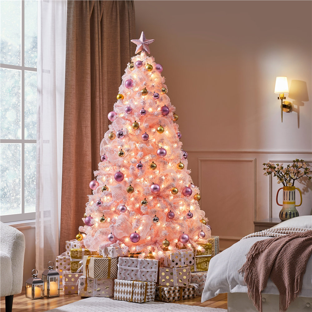 Frosted Pre-Lit Fir Christmas Tree, 6'