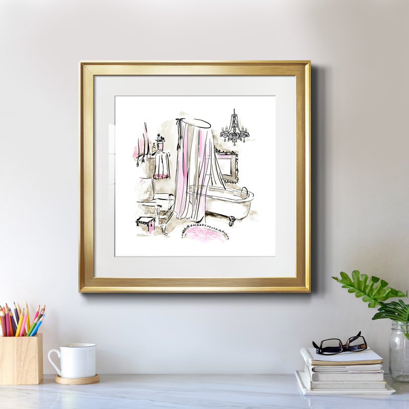 «Pink Opulence I», cadre photo, H 17,5 po x l 17,5 po x P 1,5 po, Papier encadré doré