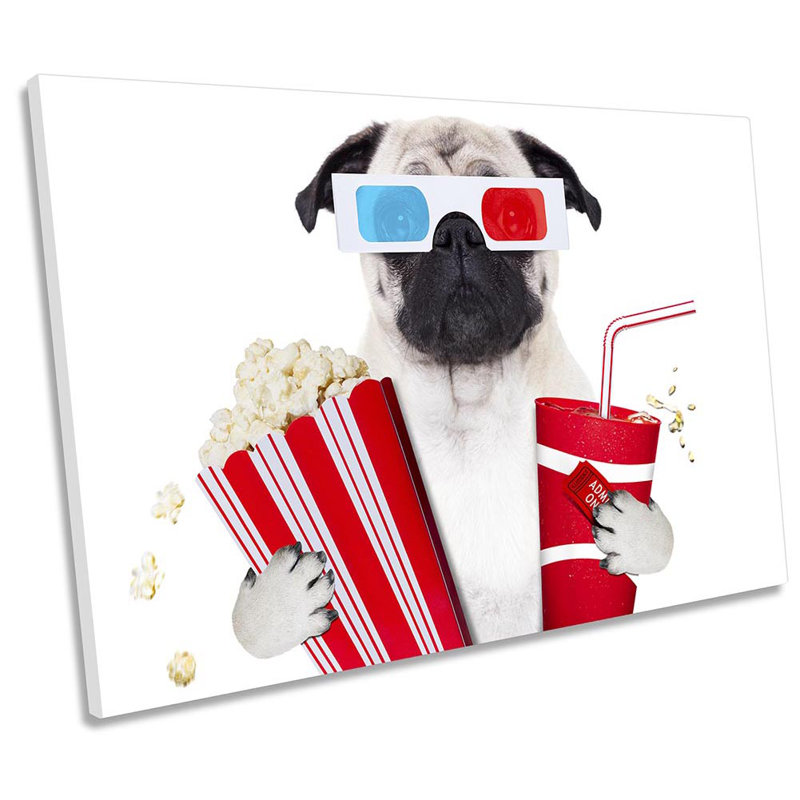 Pug Dog Film Cinema - Wrapped Canvas Print, 30.5cm H x 45.7cm W x 2cm D