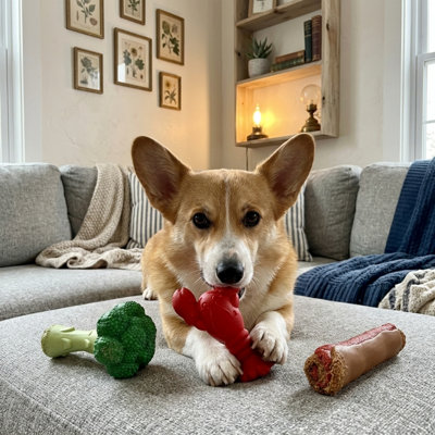 Broccoli Power Chew Toy for Large Dogs Up to 50 lbs, Bacon & Cheese Flavor