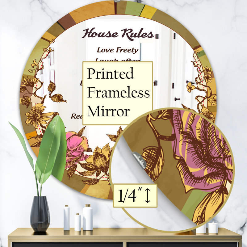 Miroir mural House Rules, H 23,6 po x l 23,6 po