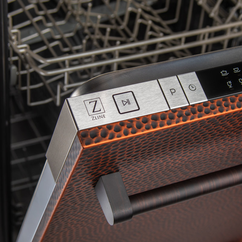 ZLINE 18 in. Compact Top Control Built-In Dishwasher with Stainless Steel Tub and Modern Style Handle, Blue Gloss, Modern