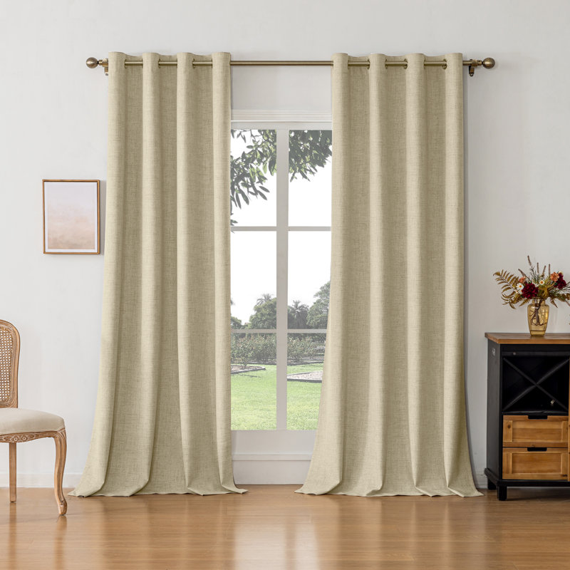 Ensemble de 2 panneaux de rideaux occultant 100% polyester Leming, L 52 po x L 96 po, Avoine