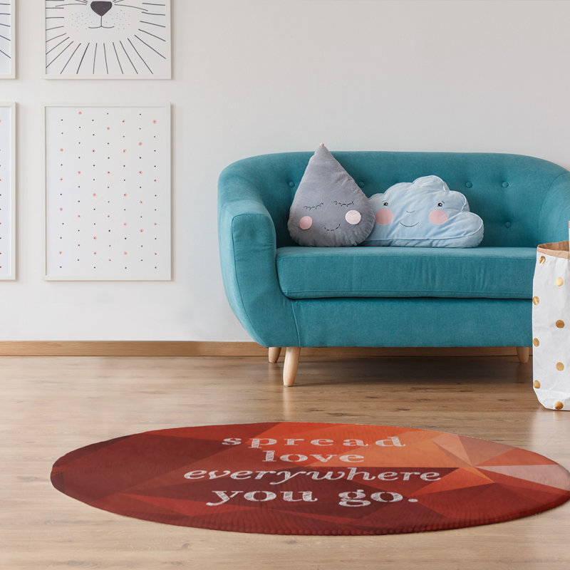Tapis en polyester imit quote love, Rond 5 pi