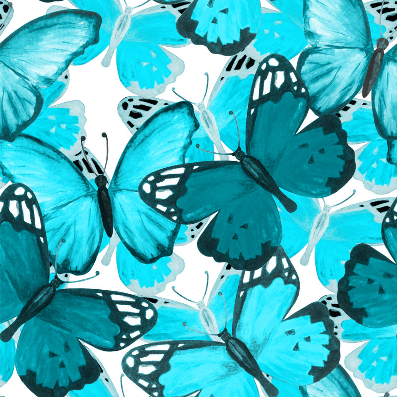 Clarksburg Watercolour Butterflies - Wrapped Canvas Painting, 122cm H x 122cm W x 3.8cm D