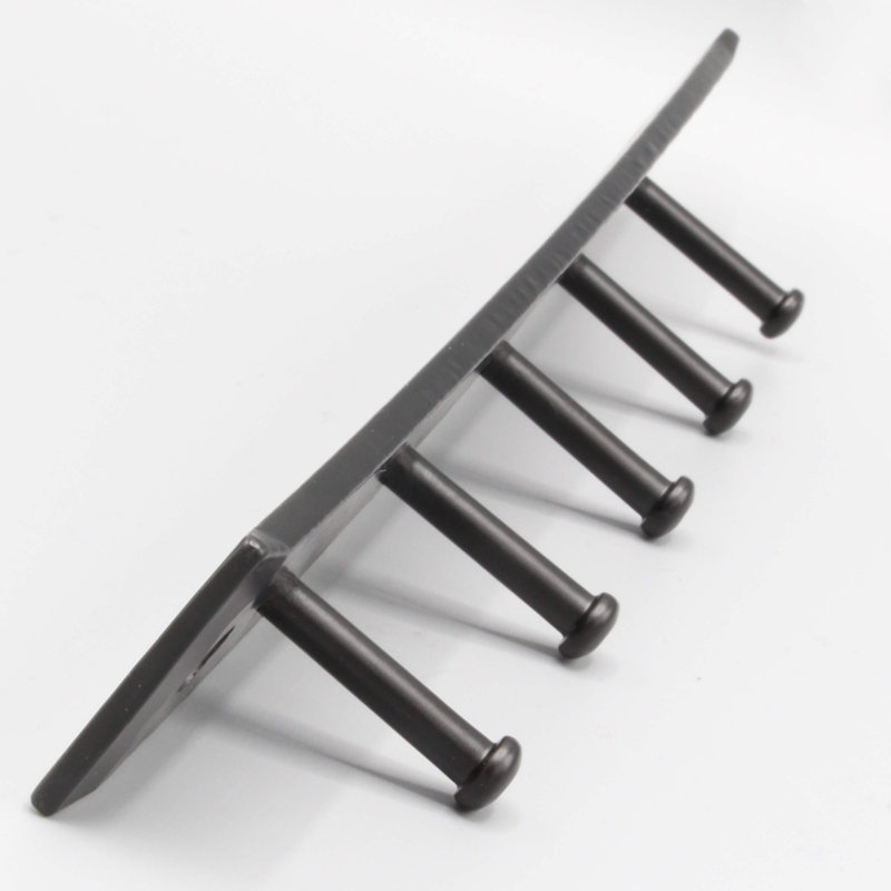 Black Wrought Iron Wall Organizer with Five Hooks