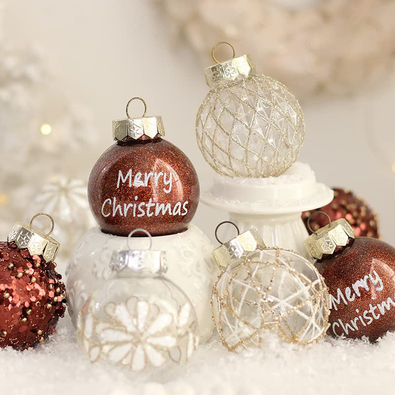25 décorations de sapin de Noël de 6 cm, couleur café et or, Café doré