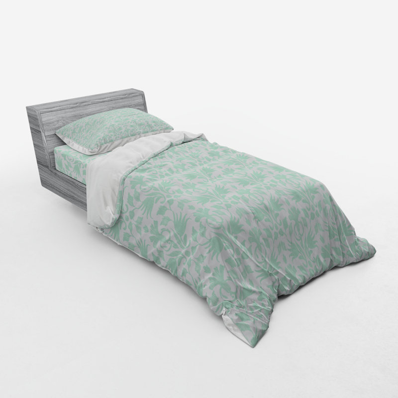 Ensemble de housse de couette écume de mer / microfibre blanche maison de campagne / campagne