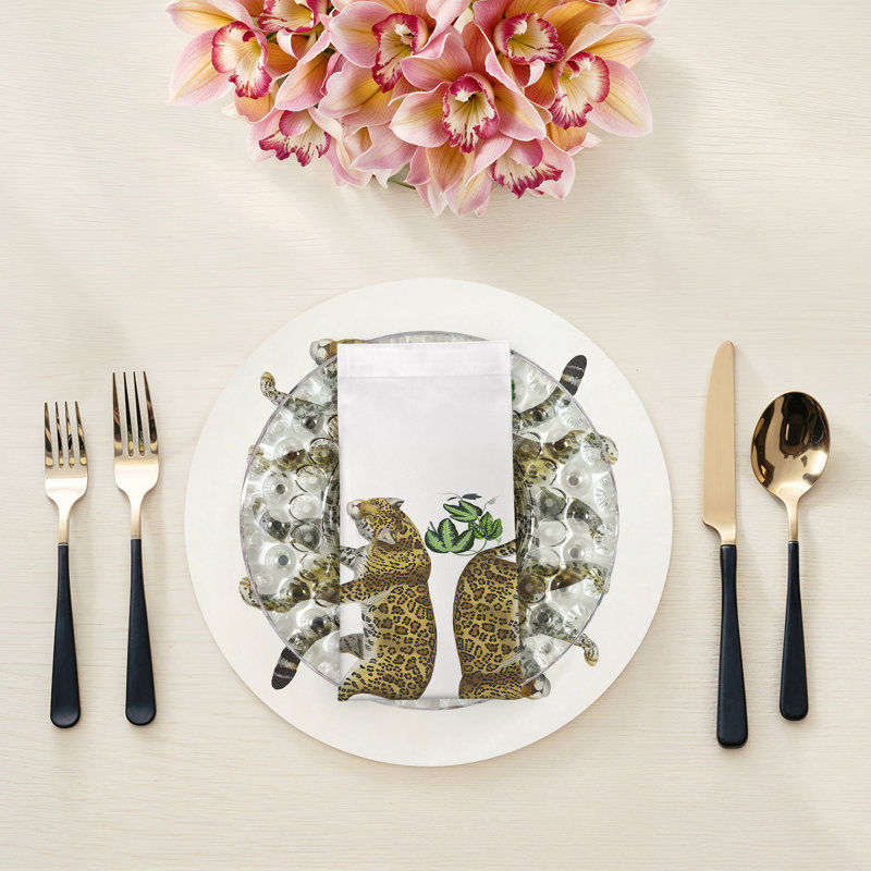 Leopard Seeing Double Hemstitch 22" Linen/Cotton Napkin