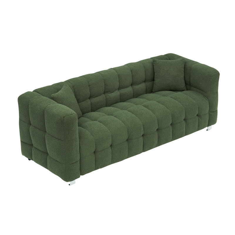 Canapé Teddy en molleton avec pieds en métal - Idéal pour le salon ou la chambre à coucher, Vert