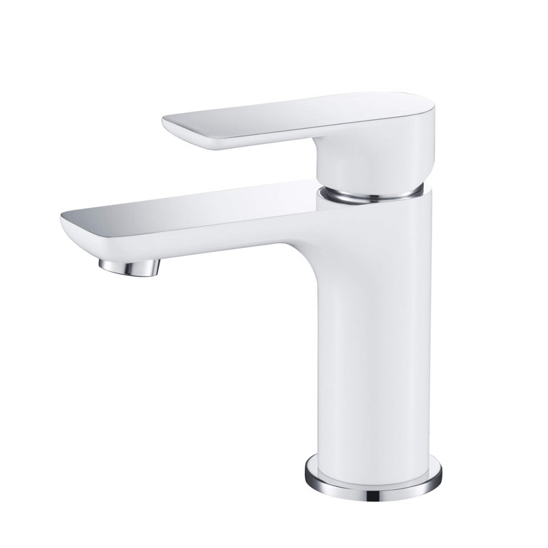 Tender Single-handle Bathroom Faucet with Drain Assembly, Chrome/White