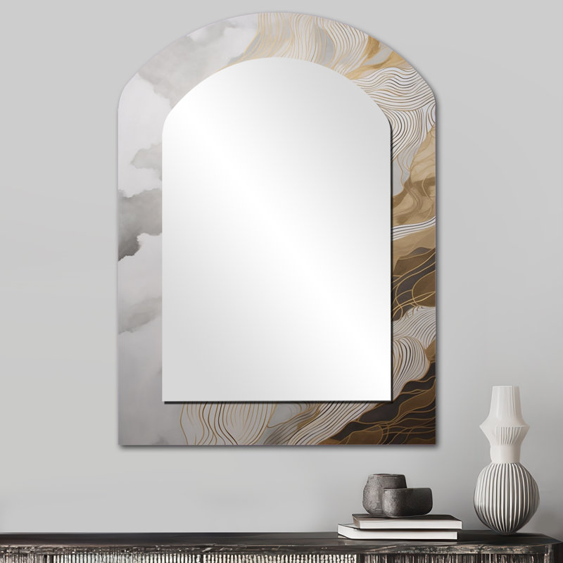 Or et gris abstrait ligne artistique III, 34 po x 25 po